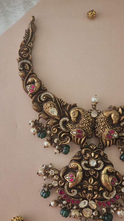 Deep Nakas Necklace with deep peacock motifs