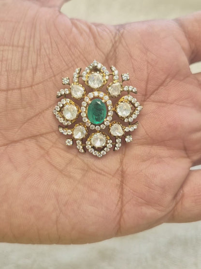 Hasli with Green stone Victorian pendant set