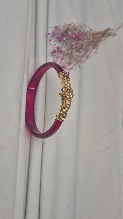 12 colour Nakas Mogappu bangle with Green and Red stone with lakshmi