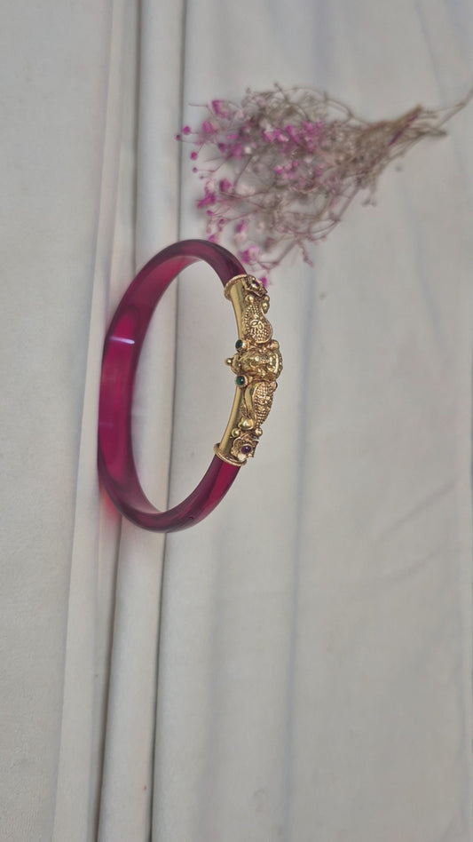 12 colour Nakas Mogappu bangle with Green and Red stone with lakshmi