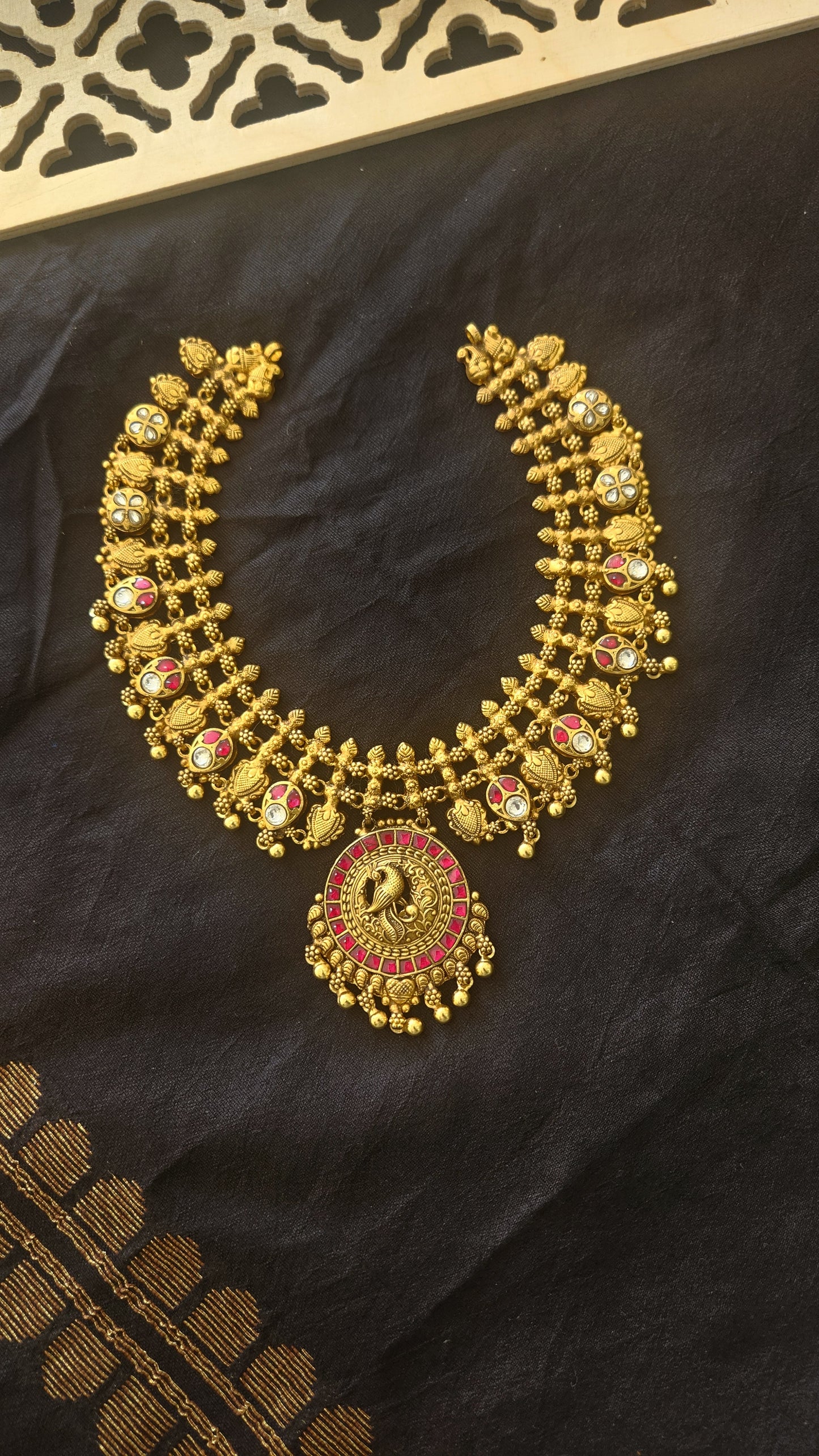 Nakshi Kundan with peacock motifs Necklace