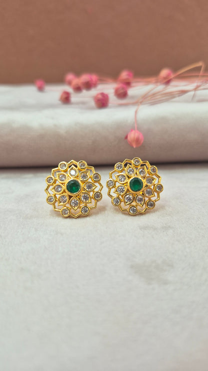 Green CZ stone Stud