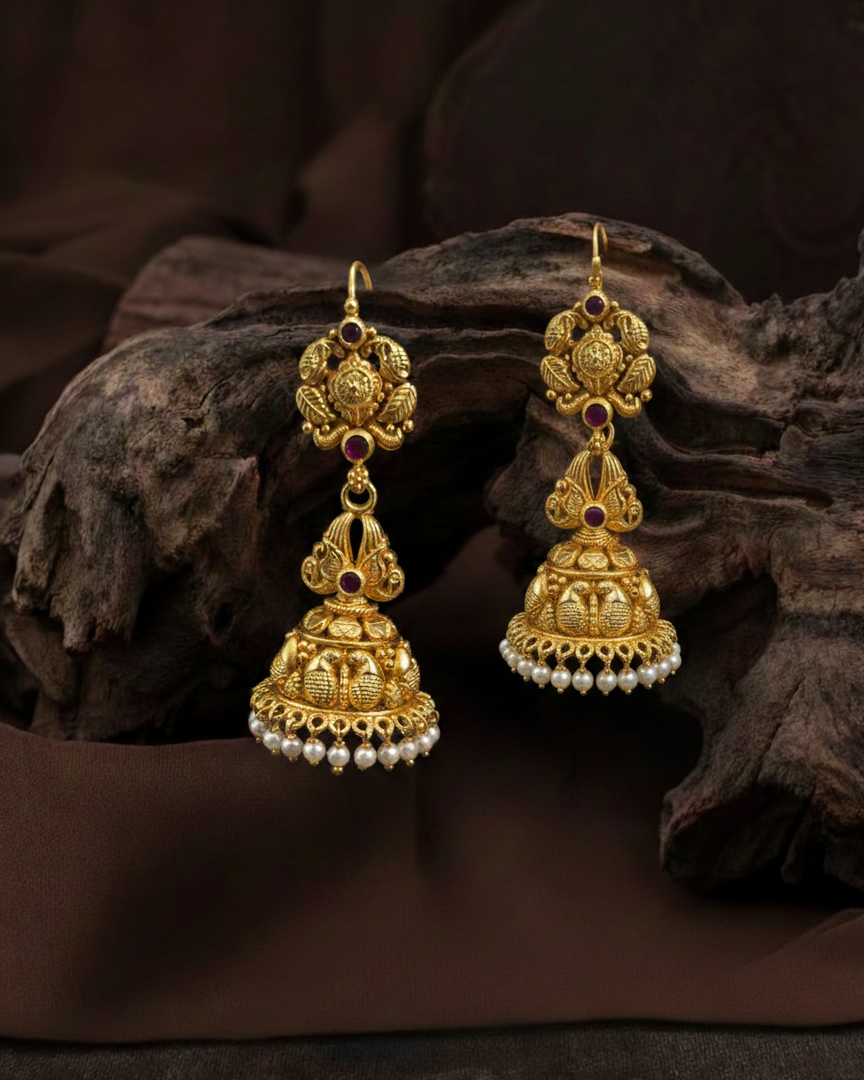 Hook Nagas Jhumka with pearls drops