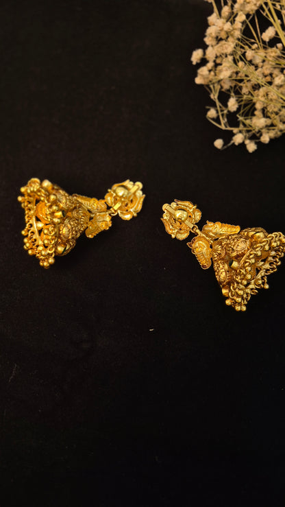 Big Bridal nakas Jumkas with Green stones in light weight