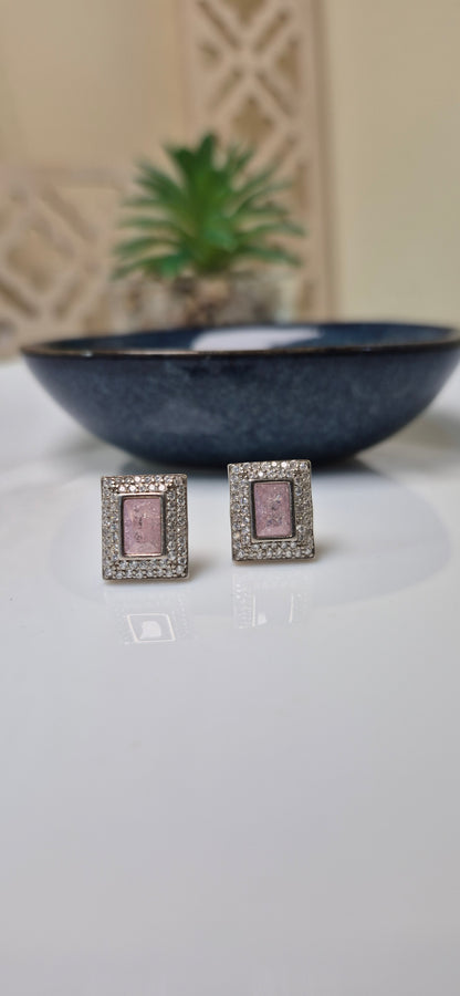Pink sea stone studs