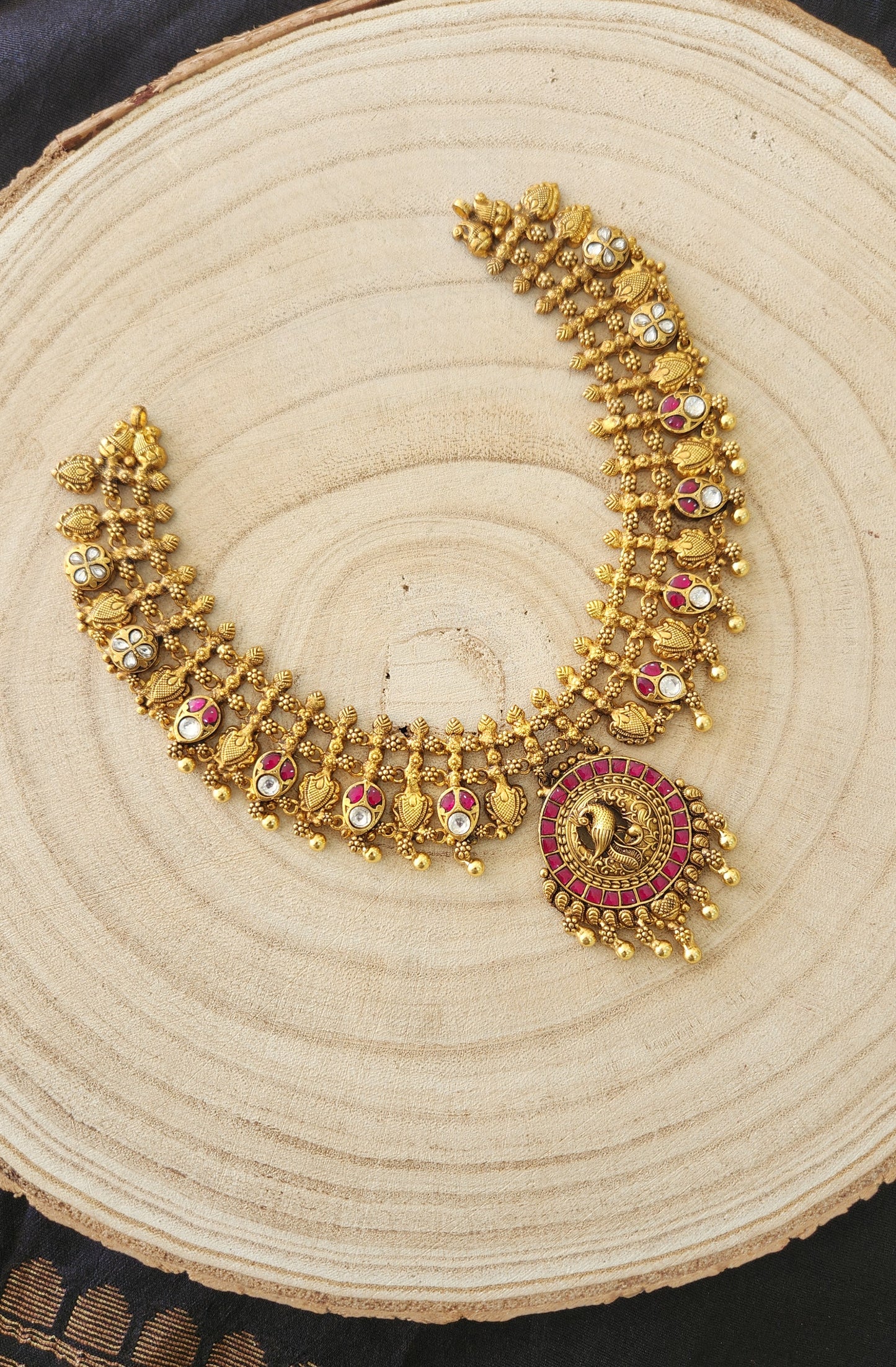Nakshi Kundan with peacock motifs Necklace