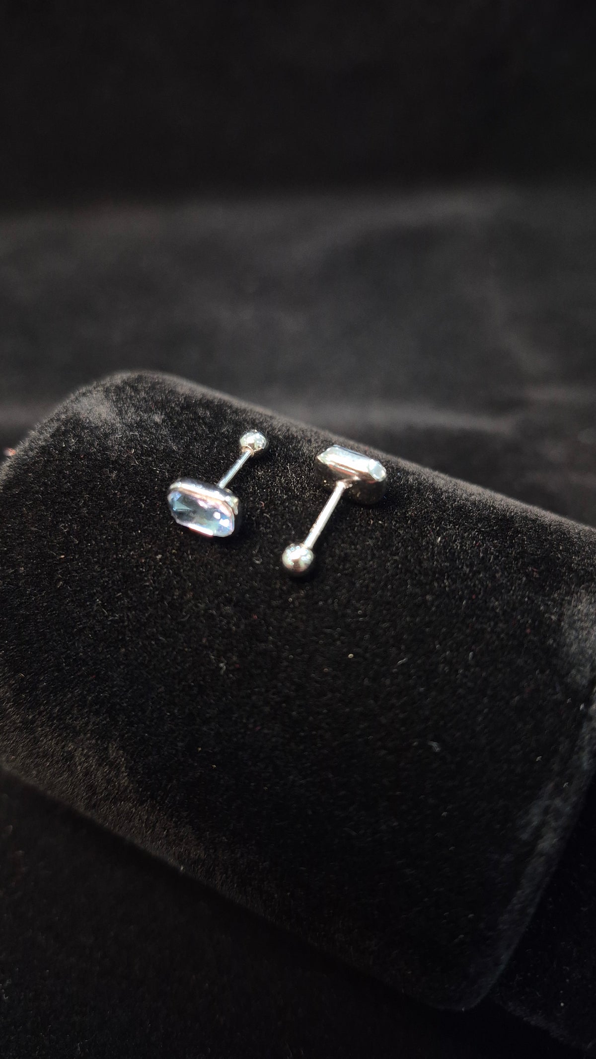 Sky blue Rectangular Stone Helix stud