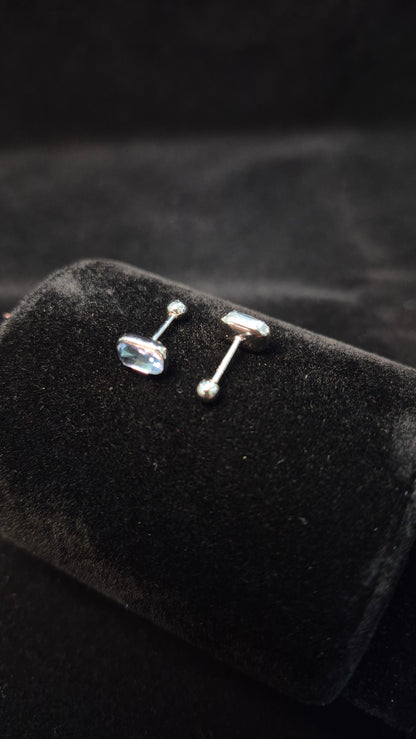 Sky blue Rectangular Stone Helix stud