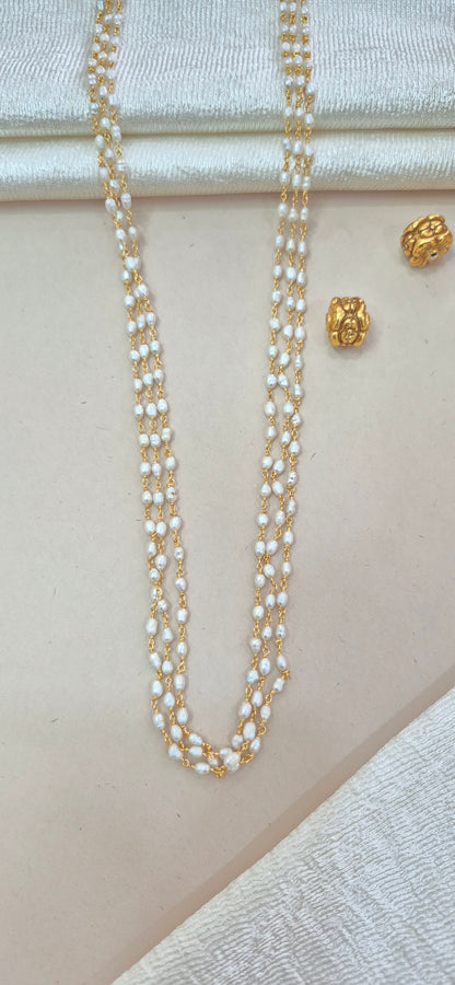 Fresh water pearls 3 layer chain