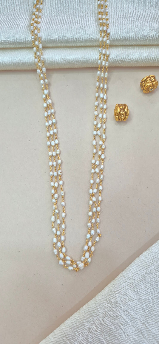 Fresh water pearls 3 layer chain