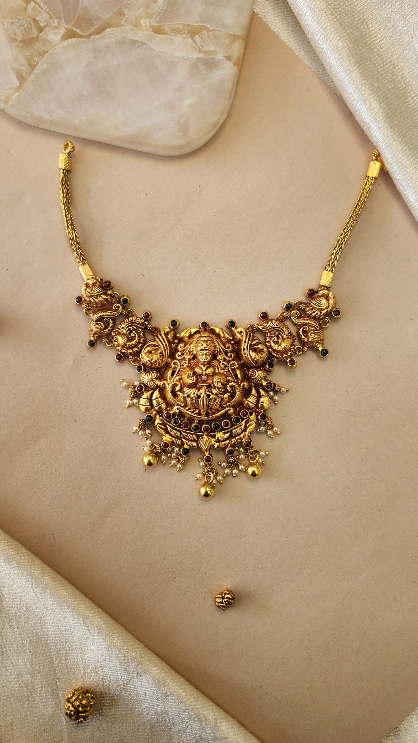 Laxmi Nagas Necklace with pearls drops