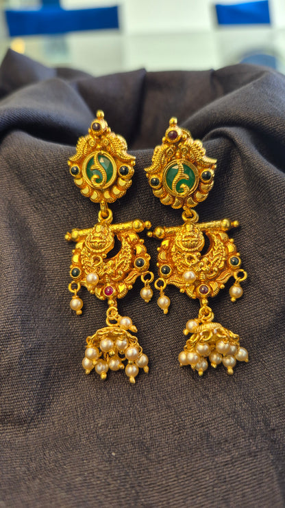 7 in 1 Green stone nakas earrings