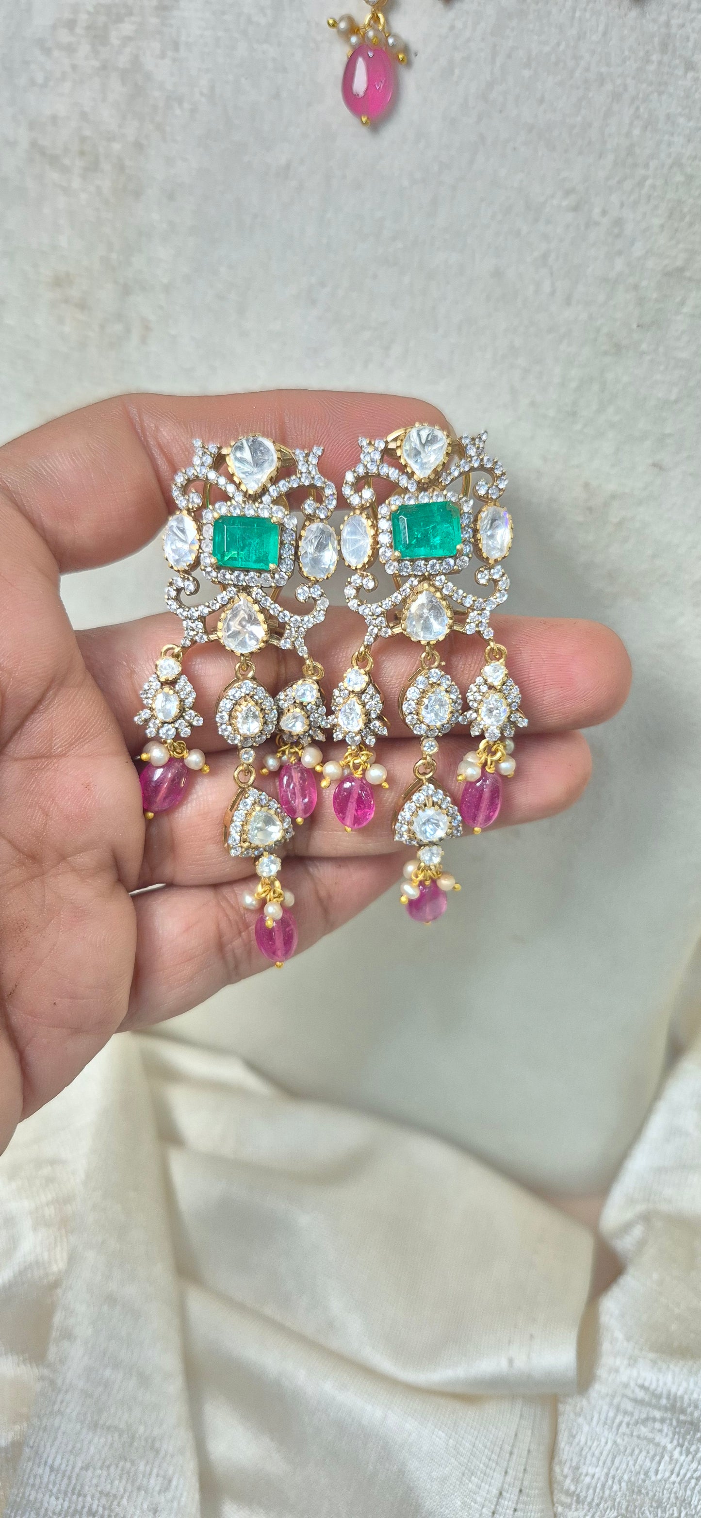 Polki moissanite choker with earrings