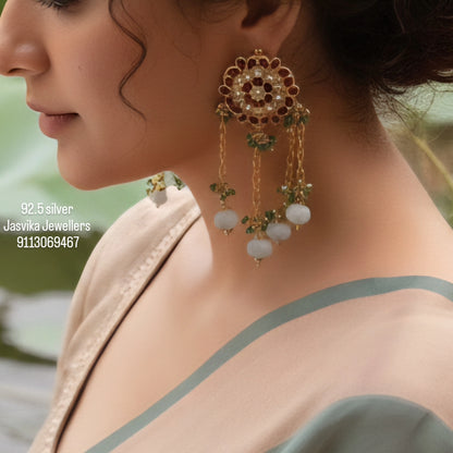 Kundan earrings with pumpkin bead danglers