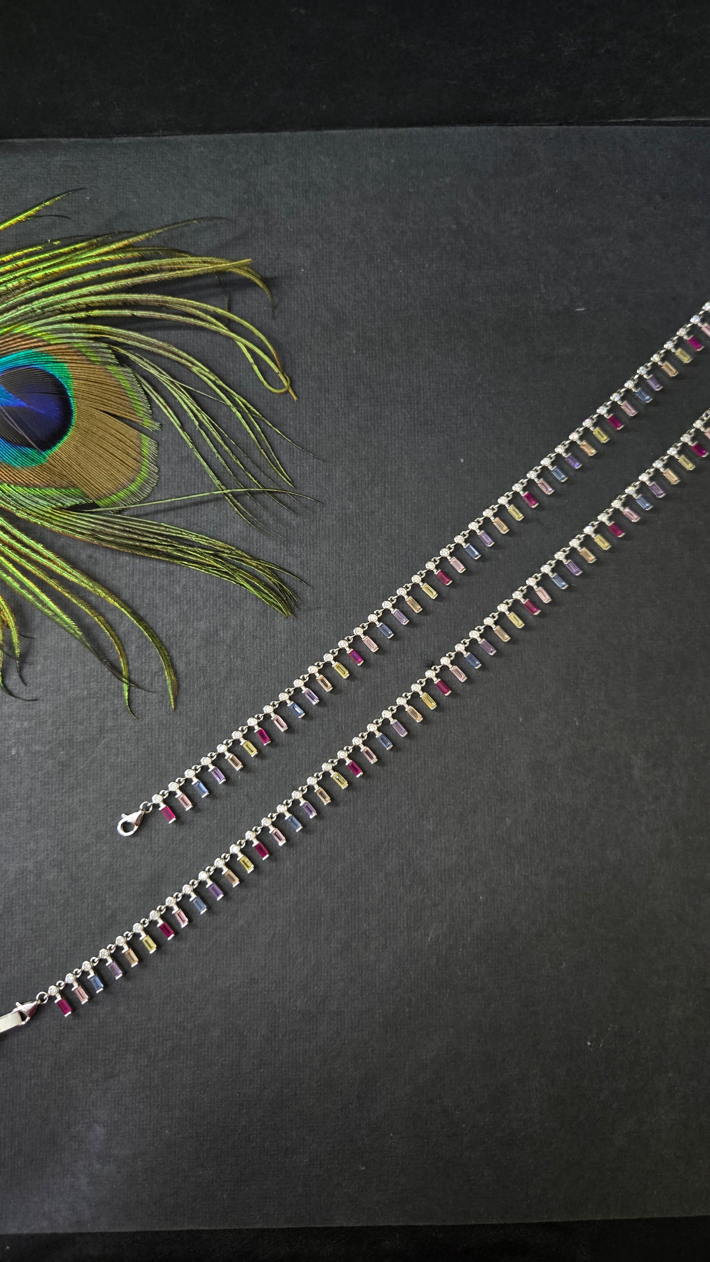 Multicolor semiprecious stoned anklets