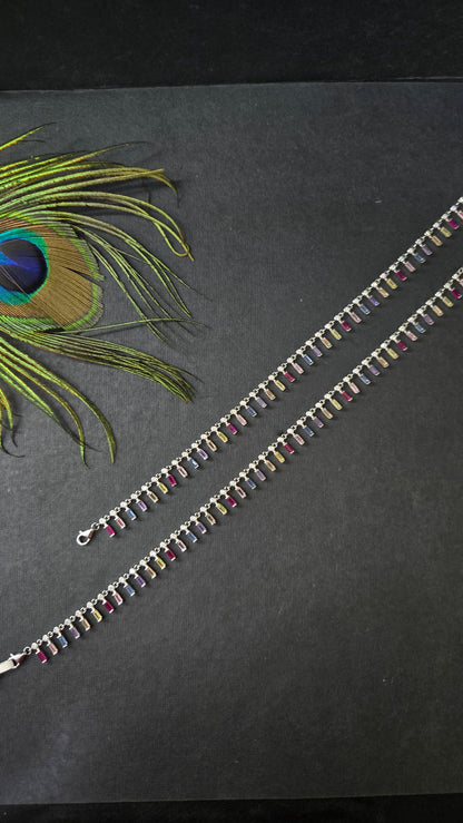 Multicolor semiprecious stoned anklets