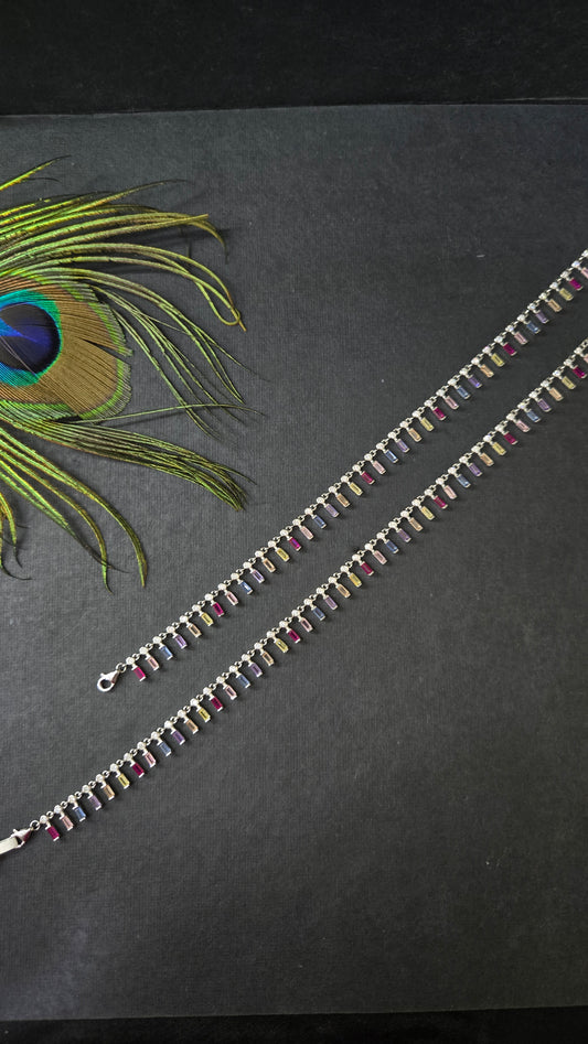 Multicolor semiprecious stoned anklets