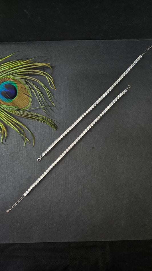 White Swarovski stoned anklets