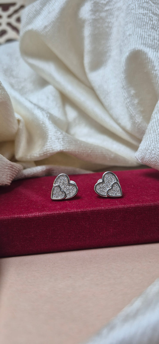 Stone double Heart stud