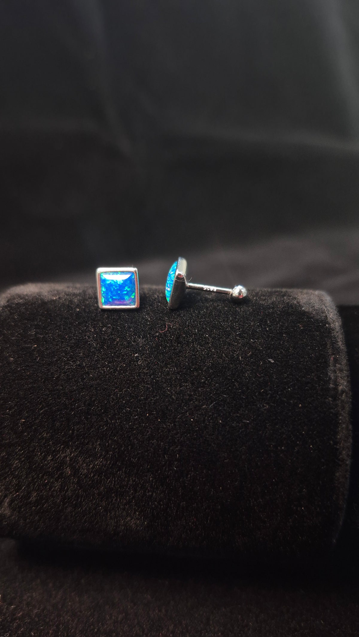 Purple green flash stone helix stud