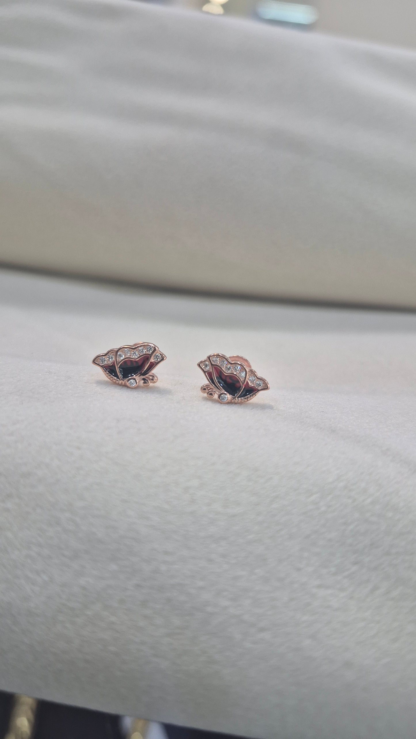 Maroon butterfly stud
