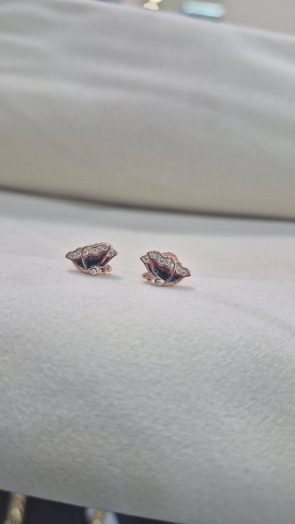 Maroon butterfly stud