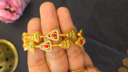 Coral and Laxmi triangle motifs Bangle