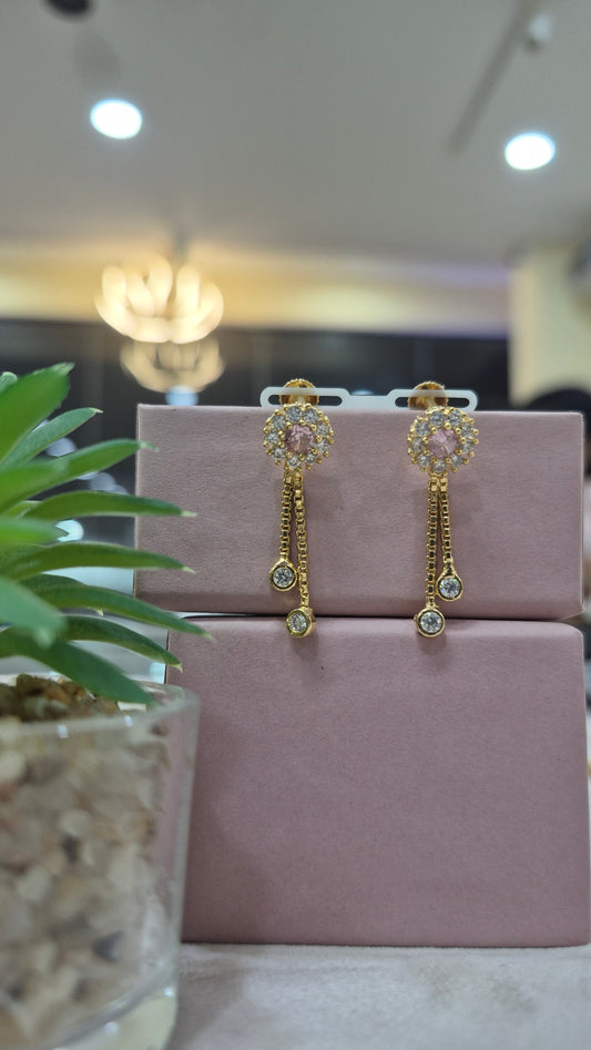 Pink round stone drops