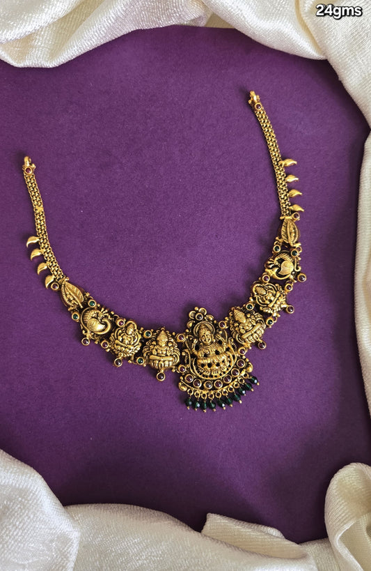 Laxmi nagas necklace with green danglers