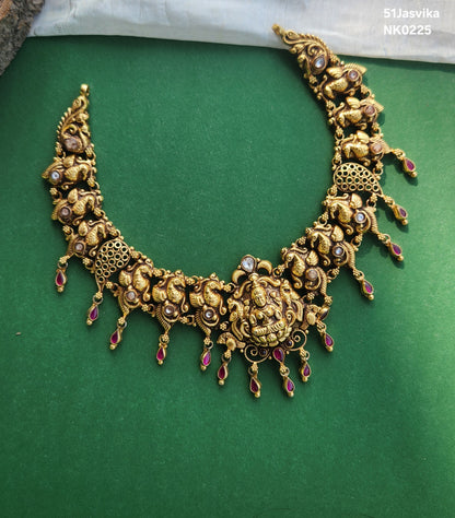 Laxmi and peacock motif Nakshi kundan Necklace