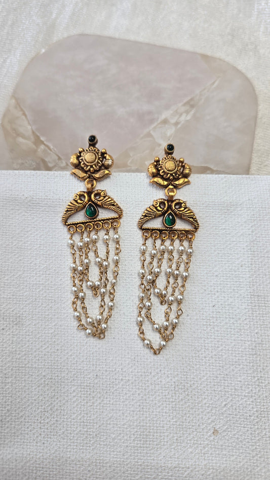 Pearl Hanging Nagas Earrings