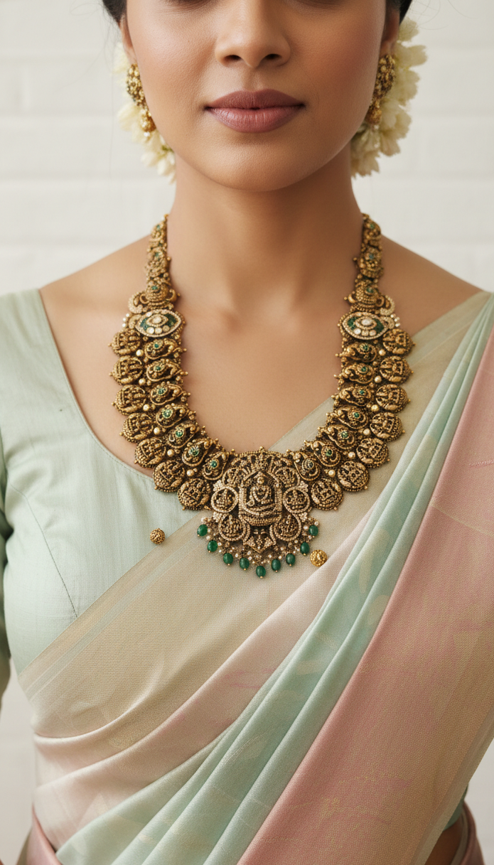 Deep Nakas Kundan Haram with Balaji pendant