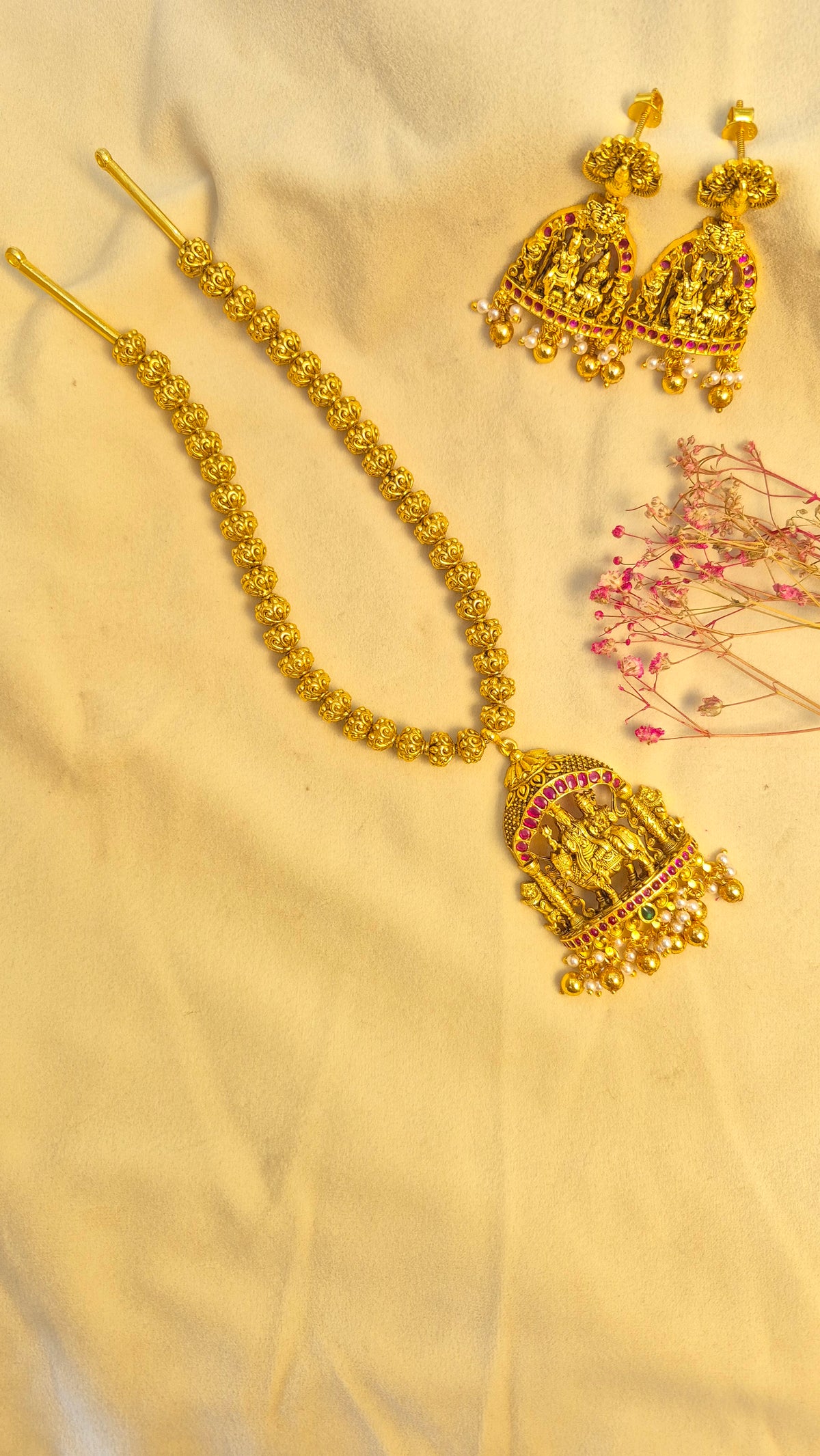 3D Ball chain ShivParvati pendant with earrings