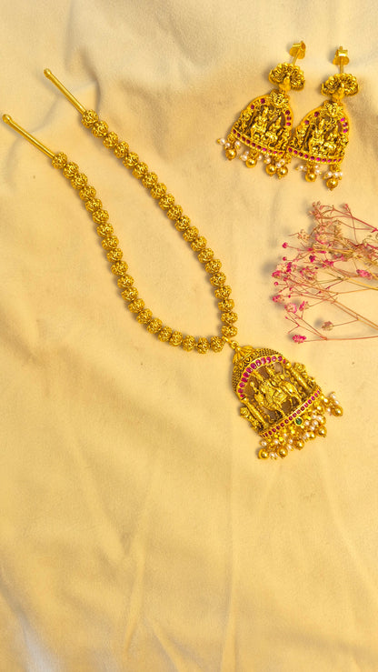 3D Ball chain ShivParvati pendant with earrings