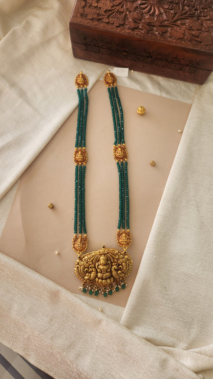Green Beads Laxmi Haram