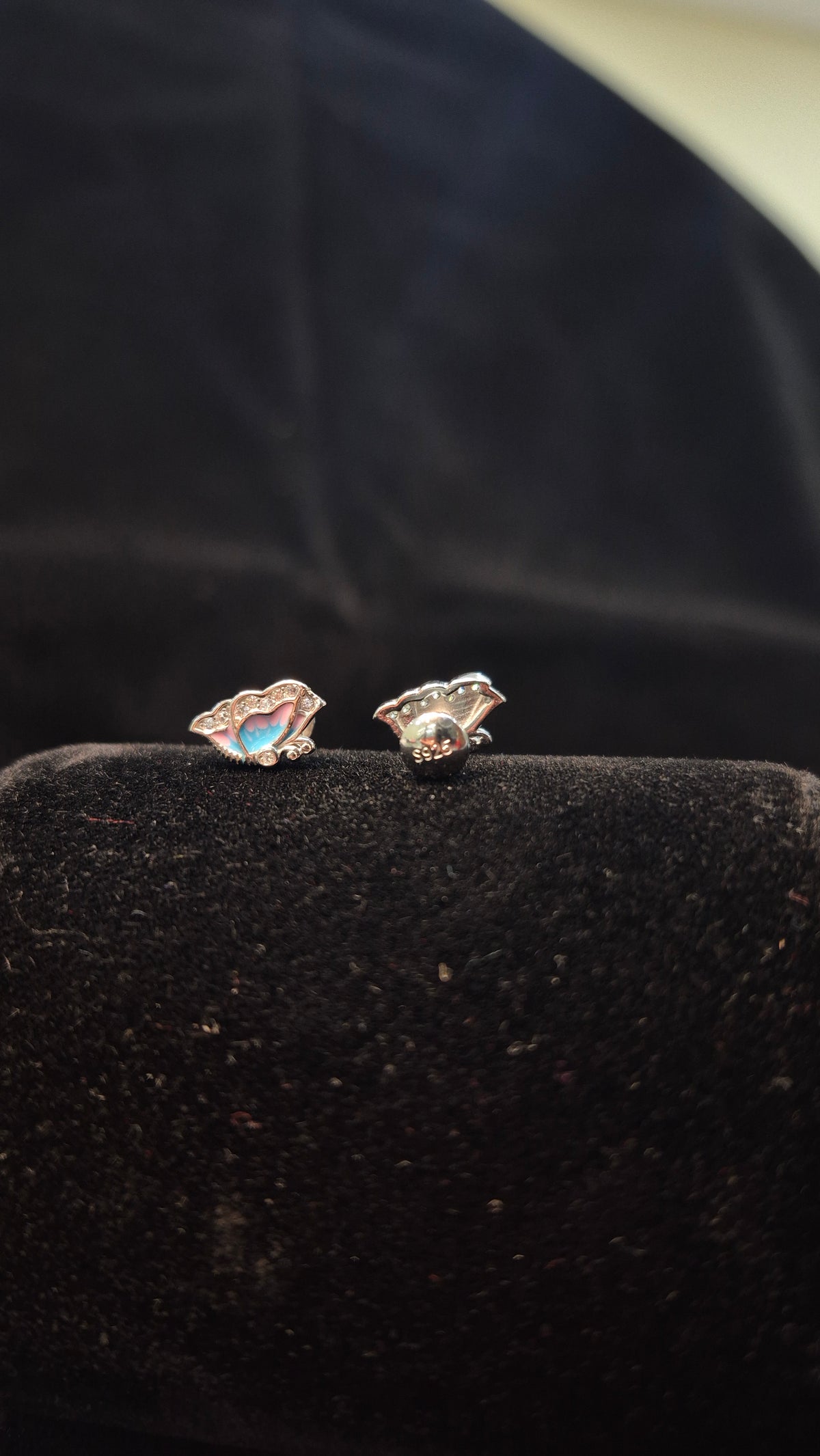 Double colour stone Butterfly stud