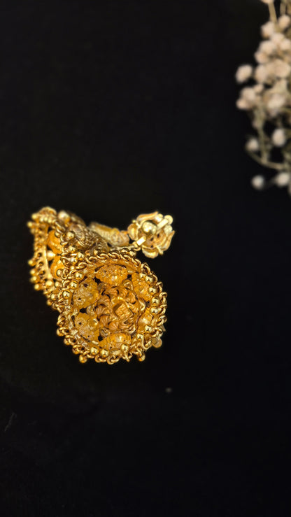 Big Bridal nakas Jumkas with Green stones in light weight