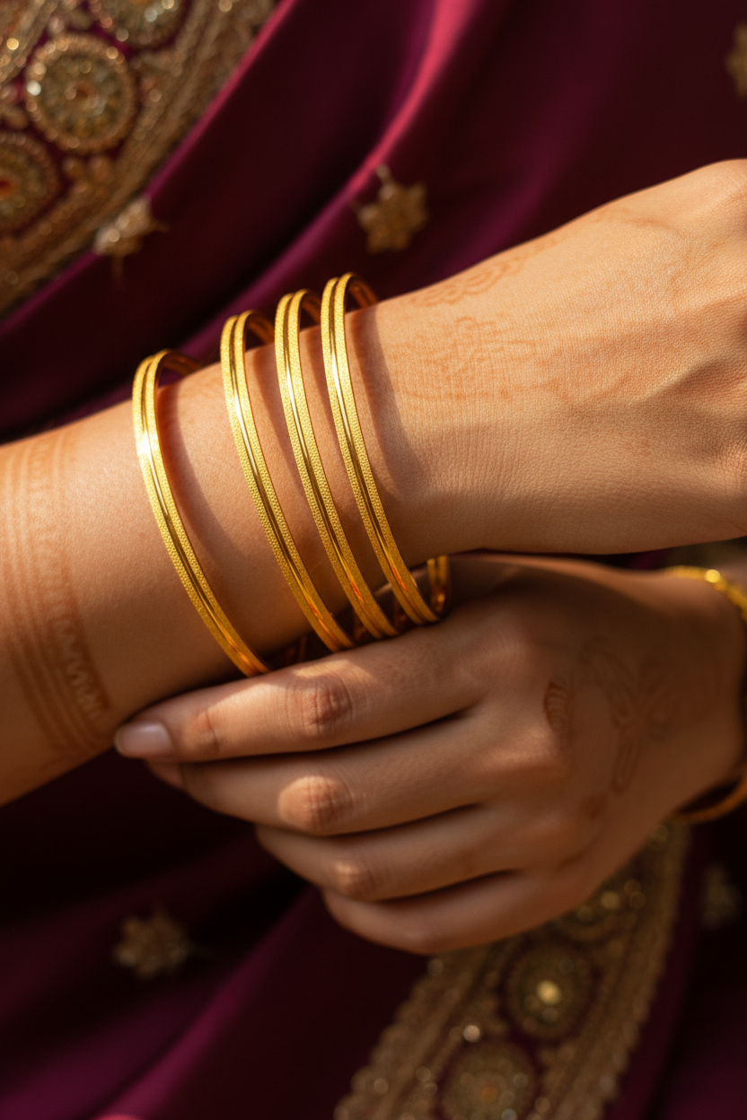 Plain single gold line bangles 2.8