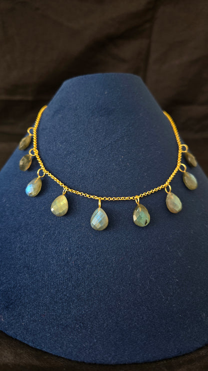 Labradorite silver charms chain