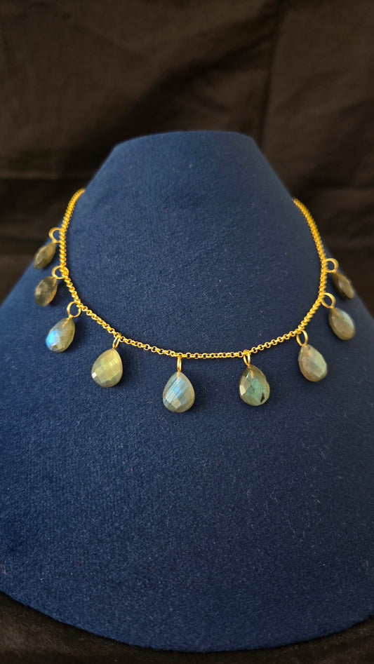 Labradorite silver charms chain