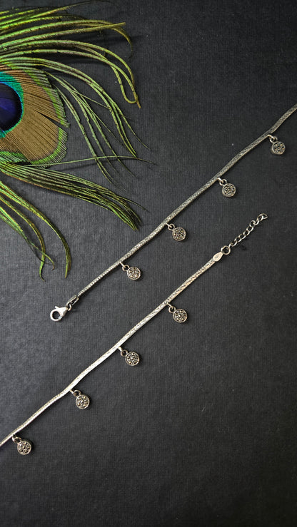 Black Marca sterling silver anklets
