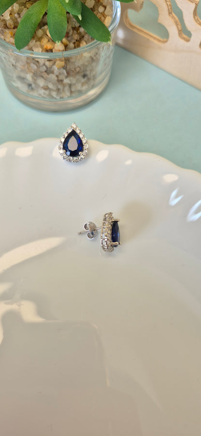 Blue tear drop stud