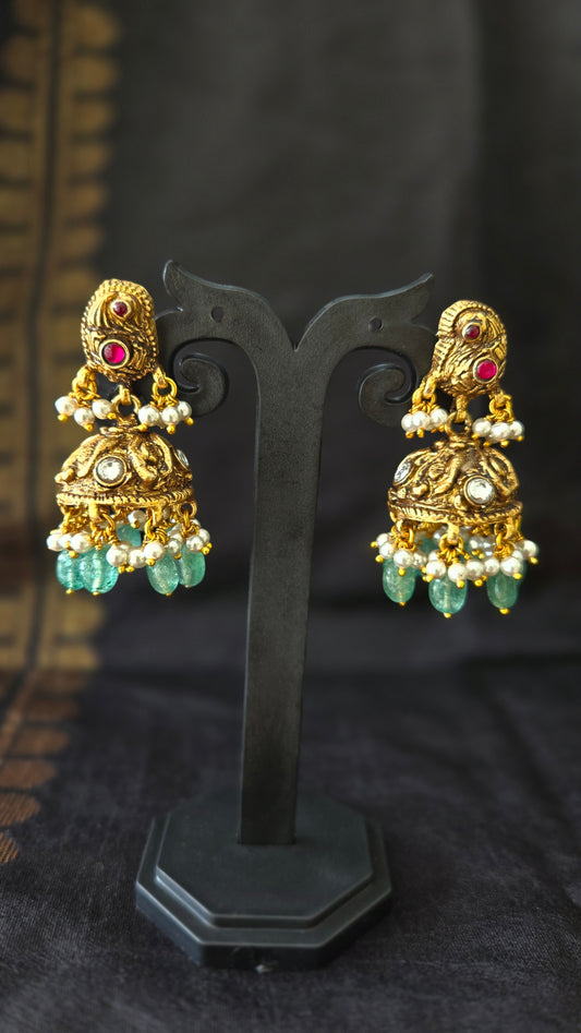 Deep nakas Jhumka with Kundan and polki studded