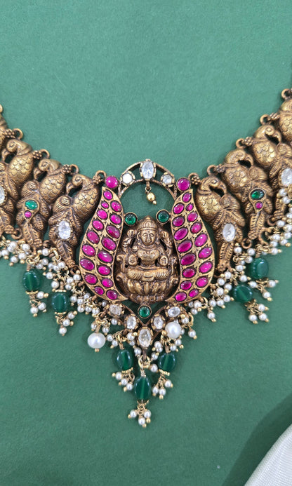 Lakshmi Nakas kundan Necklace with peacock motifs
