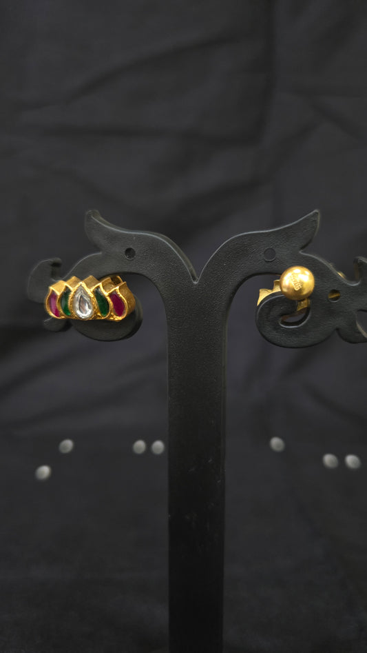 Lotus kundan earrings