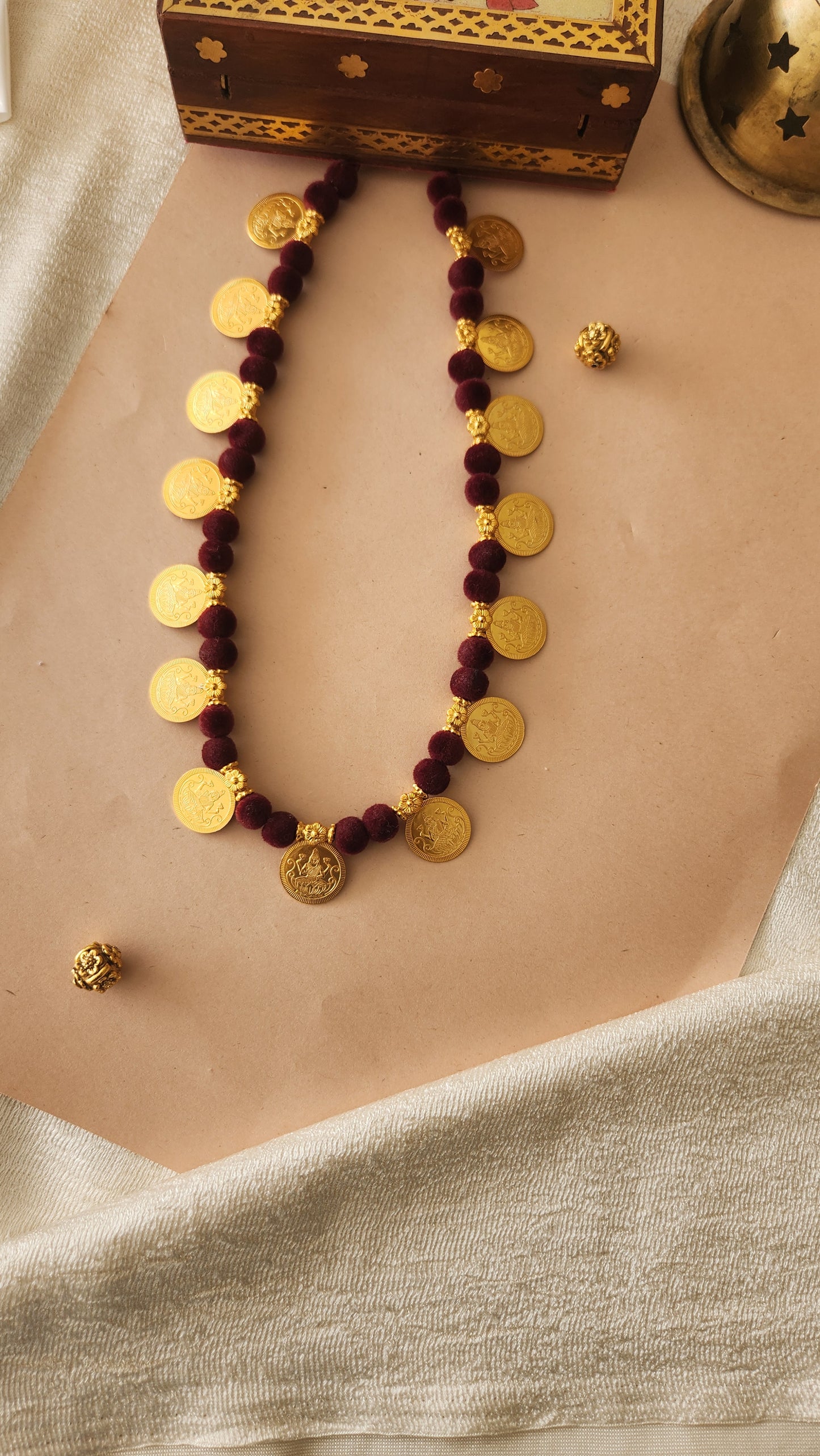 Red ball Kasu Nagas Necklace