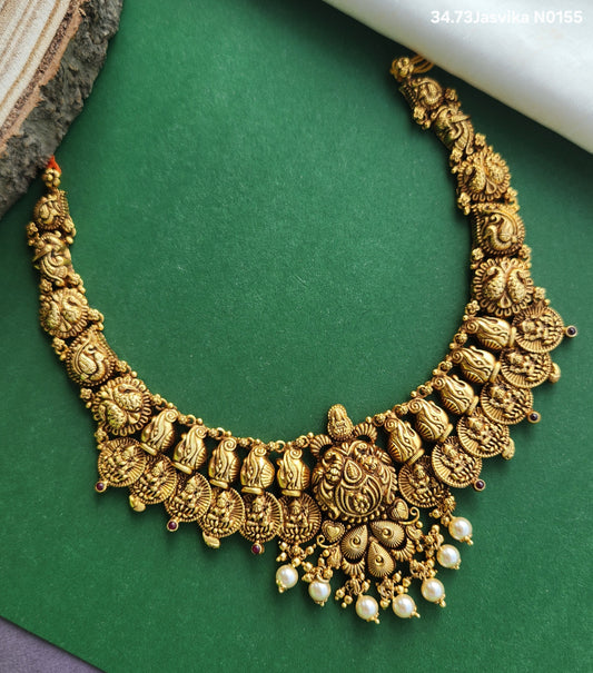 Laxmi and peacock Motif necklace