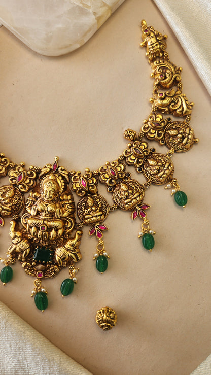 Nava Lakshmi Nagas Necklace with semiprecious drops