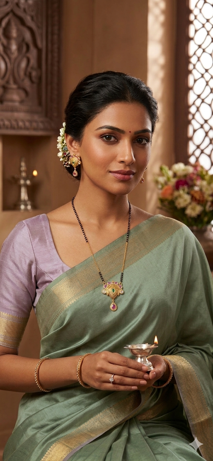 Exclusive sanch mangalsutra pendant with earrings