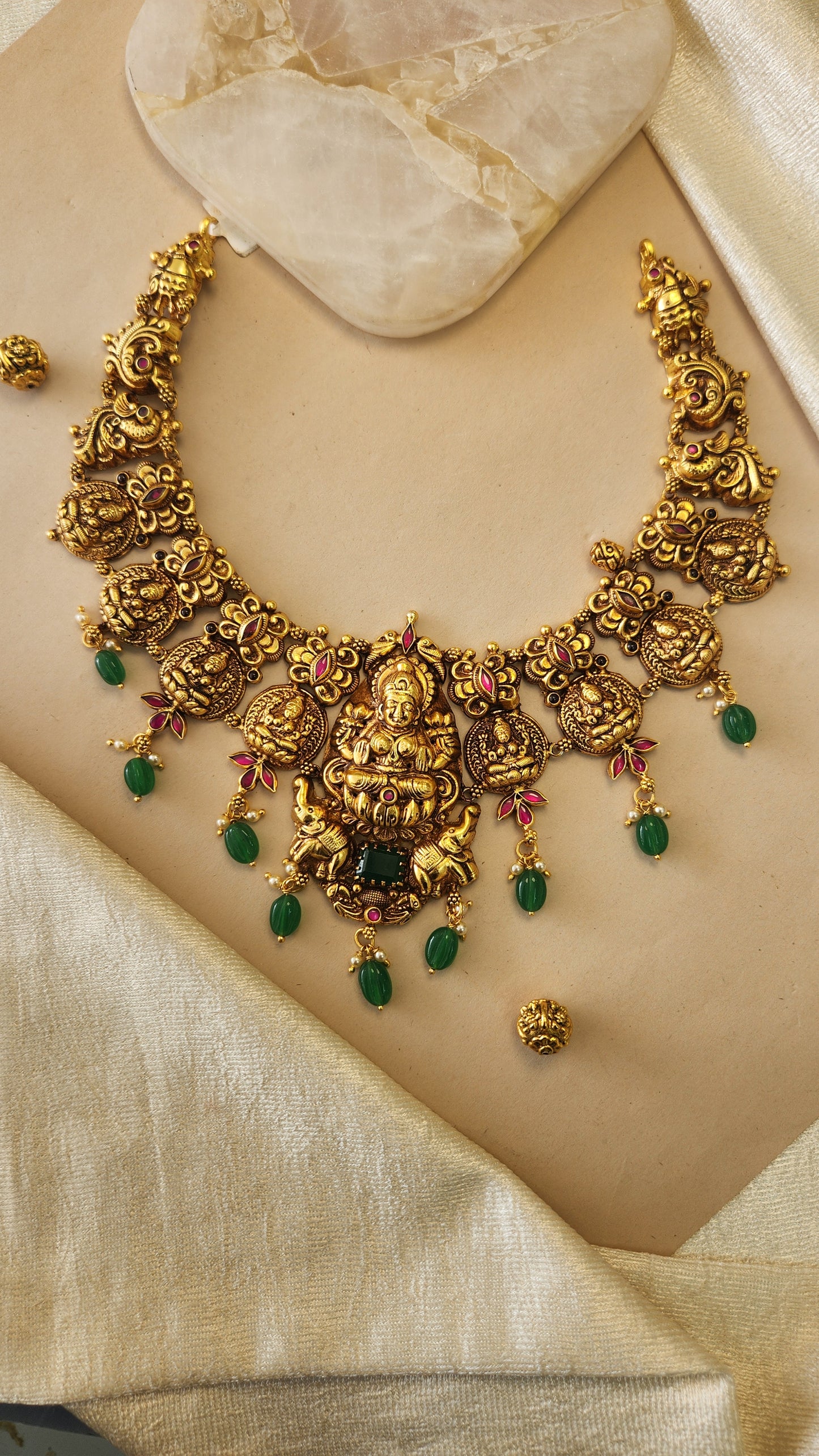 Nava Lakshmi Nagas Necklace with semiprecious drops